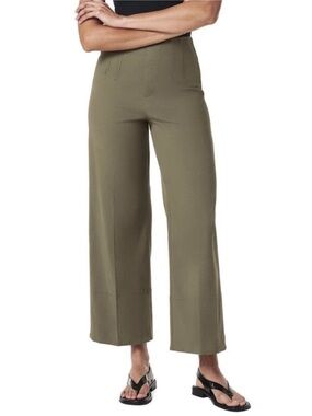 Spanx || Stretch Twill Cropped Wide Leg Pant in Olive Green XL